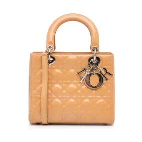 Trendy Inspired Dior Lady Dior Medium Light Orange Cannage Quilted Patent Leather