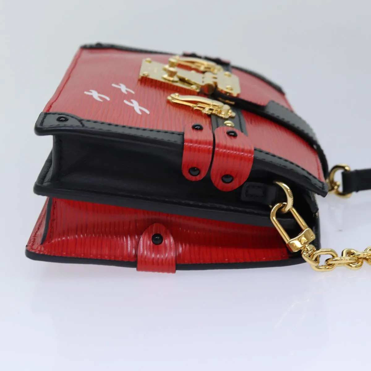 Trendy Inspired Louis Vuitton Epi Trunk Clutch Shoulder Bag Red Black M51697 Lv Auth Ar12517a