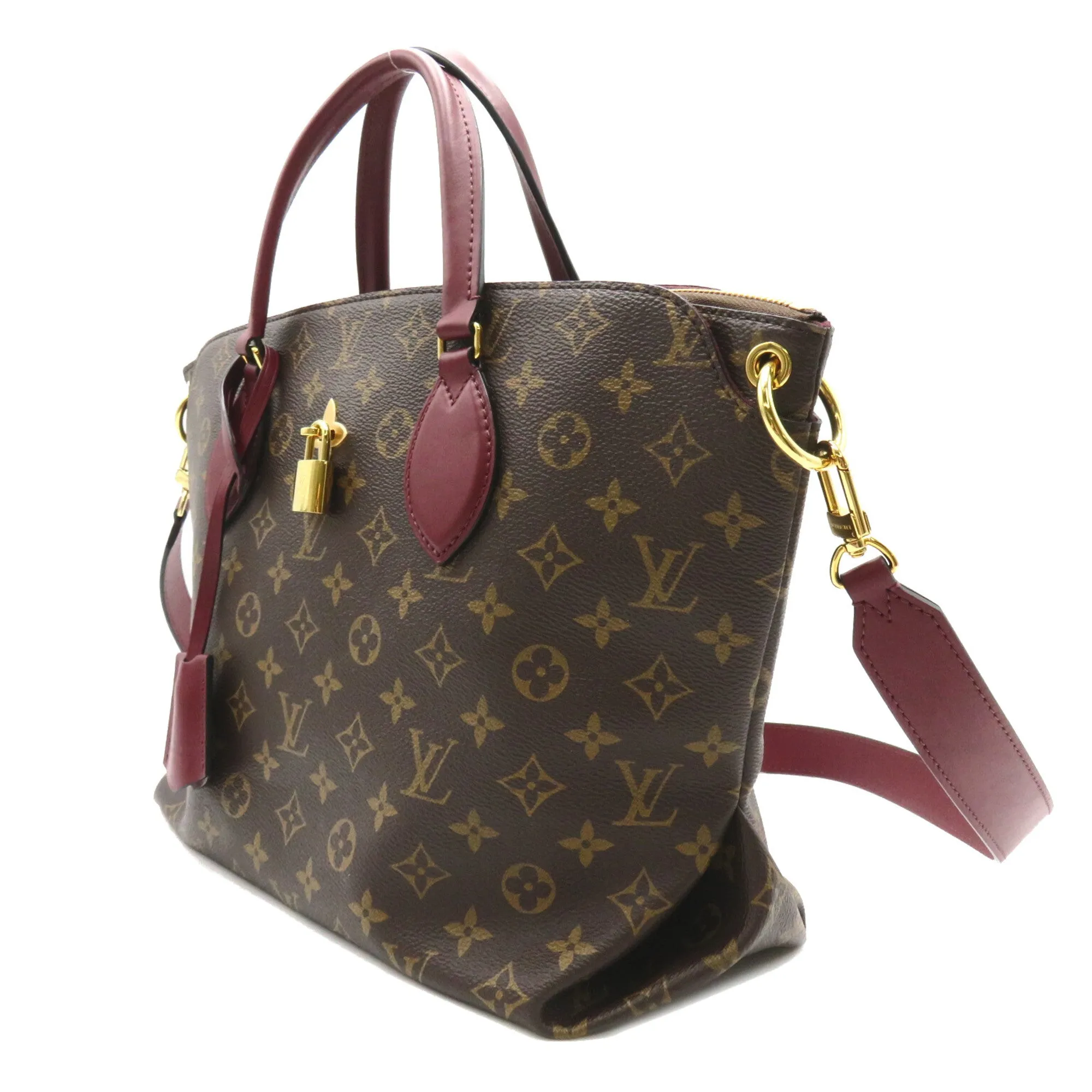 Trendy Inspired Louis Vuitton Flower Zip Tote Mm Brown Red Bordeaux Monogram Pvc Coated Canvas Leather M44348