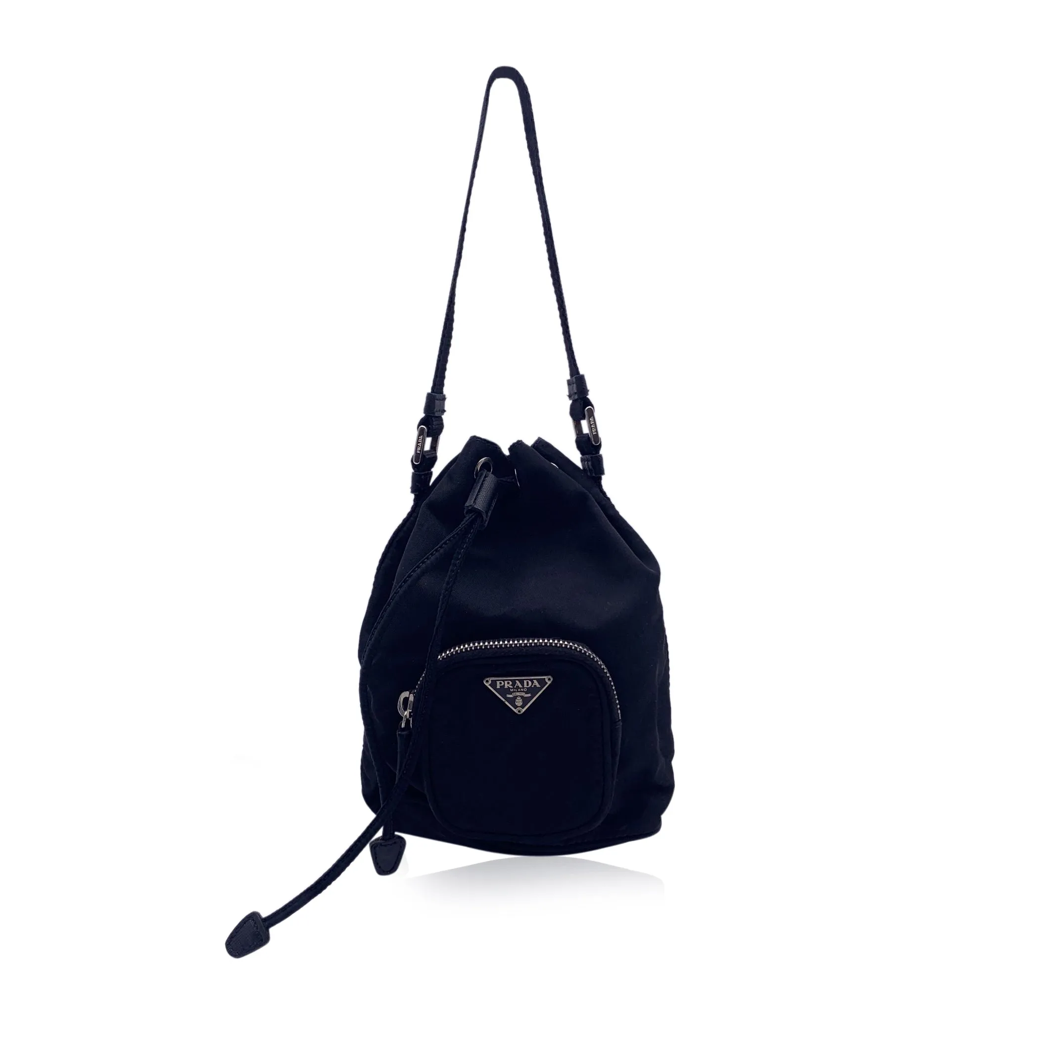 Trendy Inspired Prada Black Nylon Mini Tessuto Nylon Duet Bucket Bag Handbag