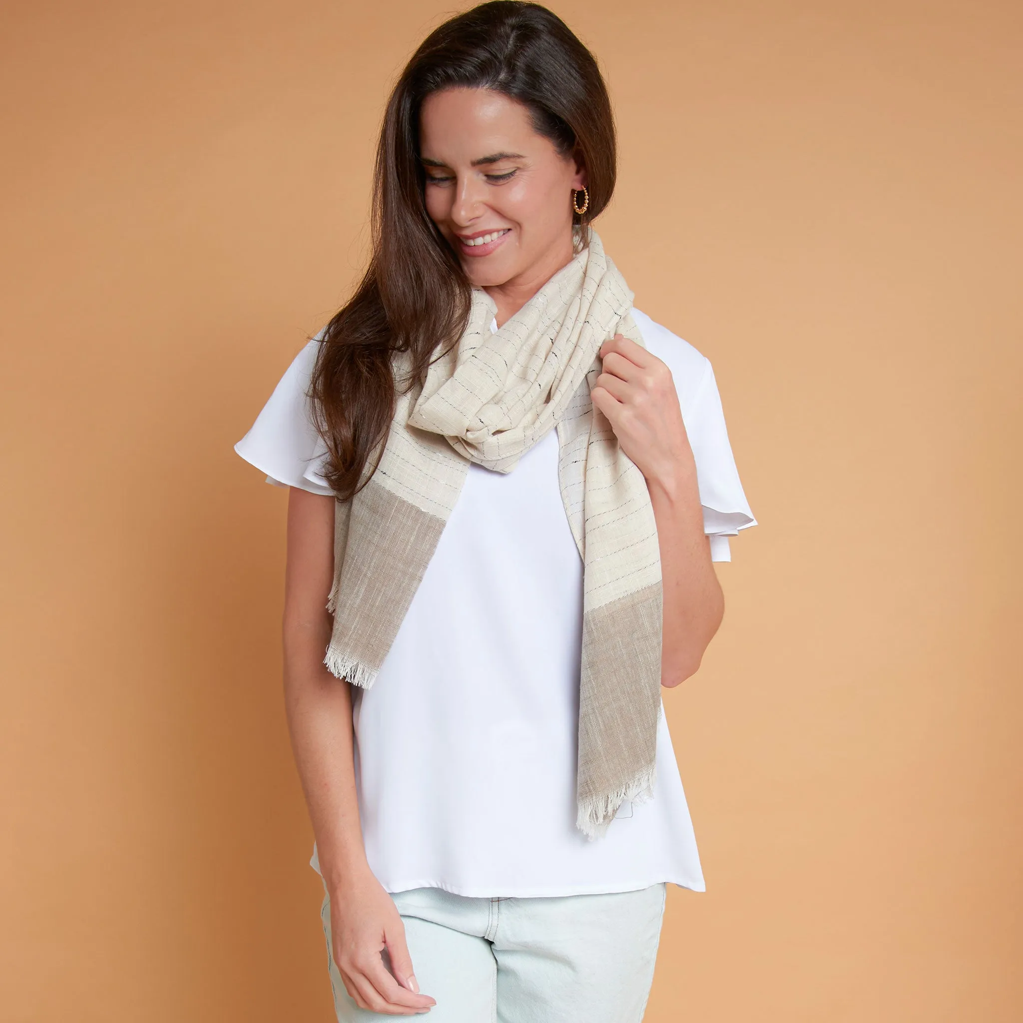 Tristabel Lightweight Textured Raw Hem Scarf