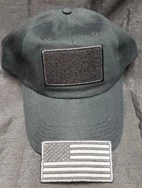 USA Flag Cotton Baseball Cap -- Black