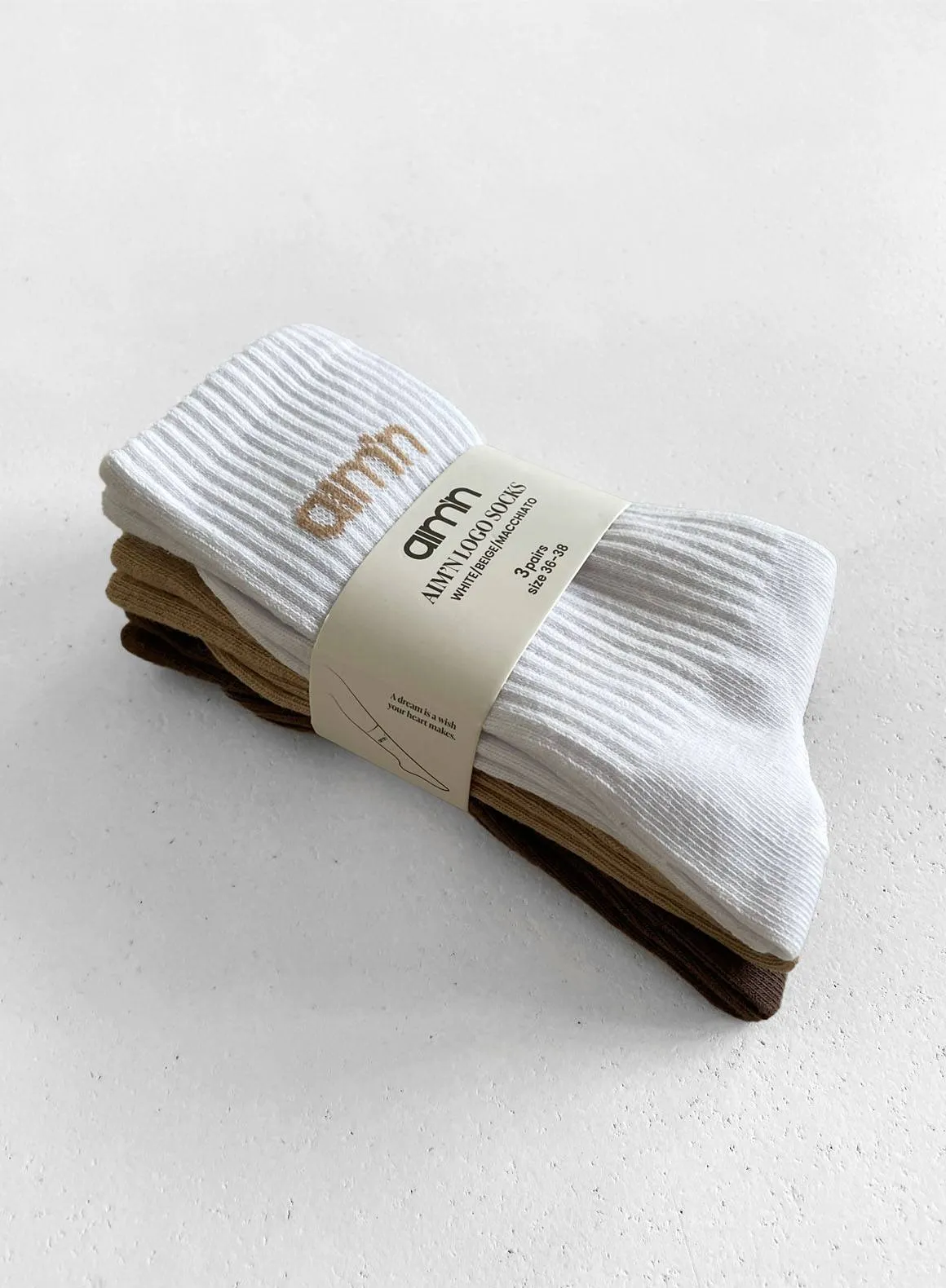 White/Beige/Macchiato aim'n Logo Socks 3-Pack