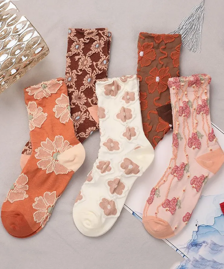 Women Jacquard Comfy Cotton Mid Calf Socks