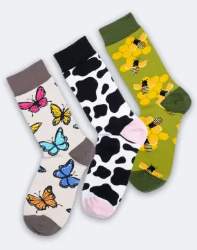 Women’s Creatures and Cuteness Animal Crew Socks Pack | 3-Pair Bundle